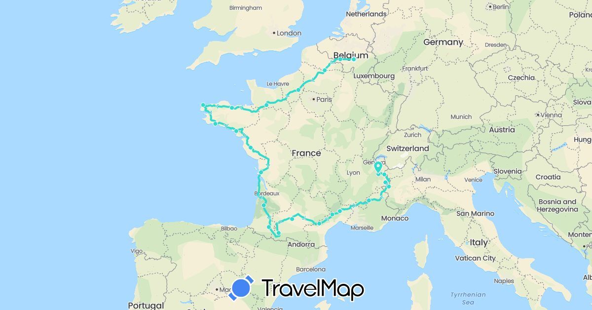 TravelMap itinerary: driving, france guillon & bruno lancon in Belgium (Europe)